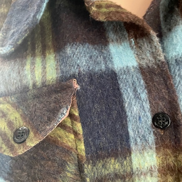 RARE PTP23” pure hippie wool vintage chore coat shacket plaid blues with jeans😱 - Picture 6 of 8